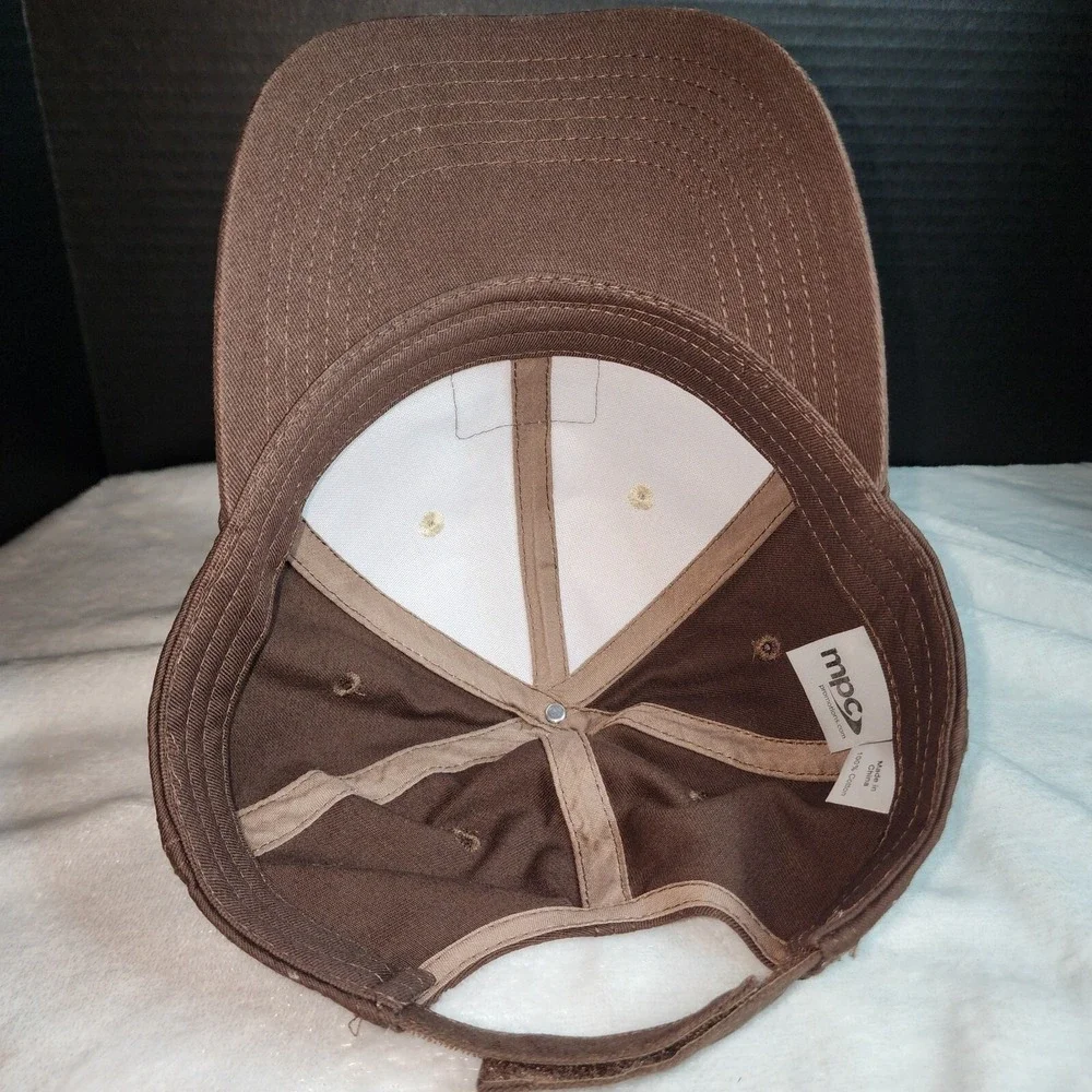 CAT Caterpillar‎ Equipment Old Glory Cap Tan Front Brown Back American Flag Hat